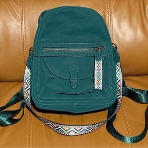 Teal Women’s Backpack with Patterned Strap